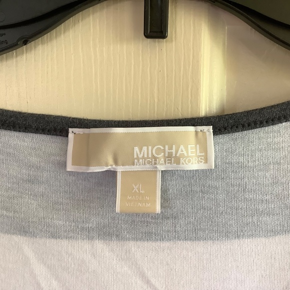 Michael Kors Sleeveless Wide Striped Maxi Dress Grey White SZ XL - Picture 4 of 13